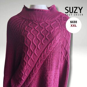 Suzy Shier Textured Cable-Knit Sweater – Size XXL (Fits Medium, Large as well)